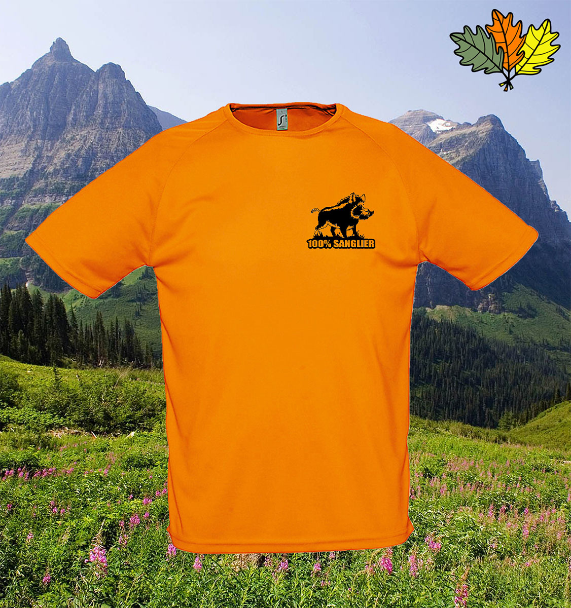 T-Shirt polyester fluo de chasse 100%